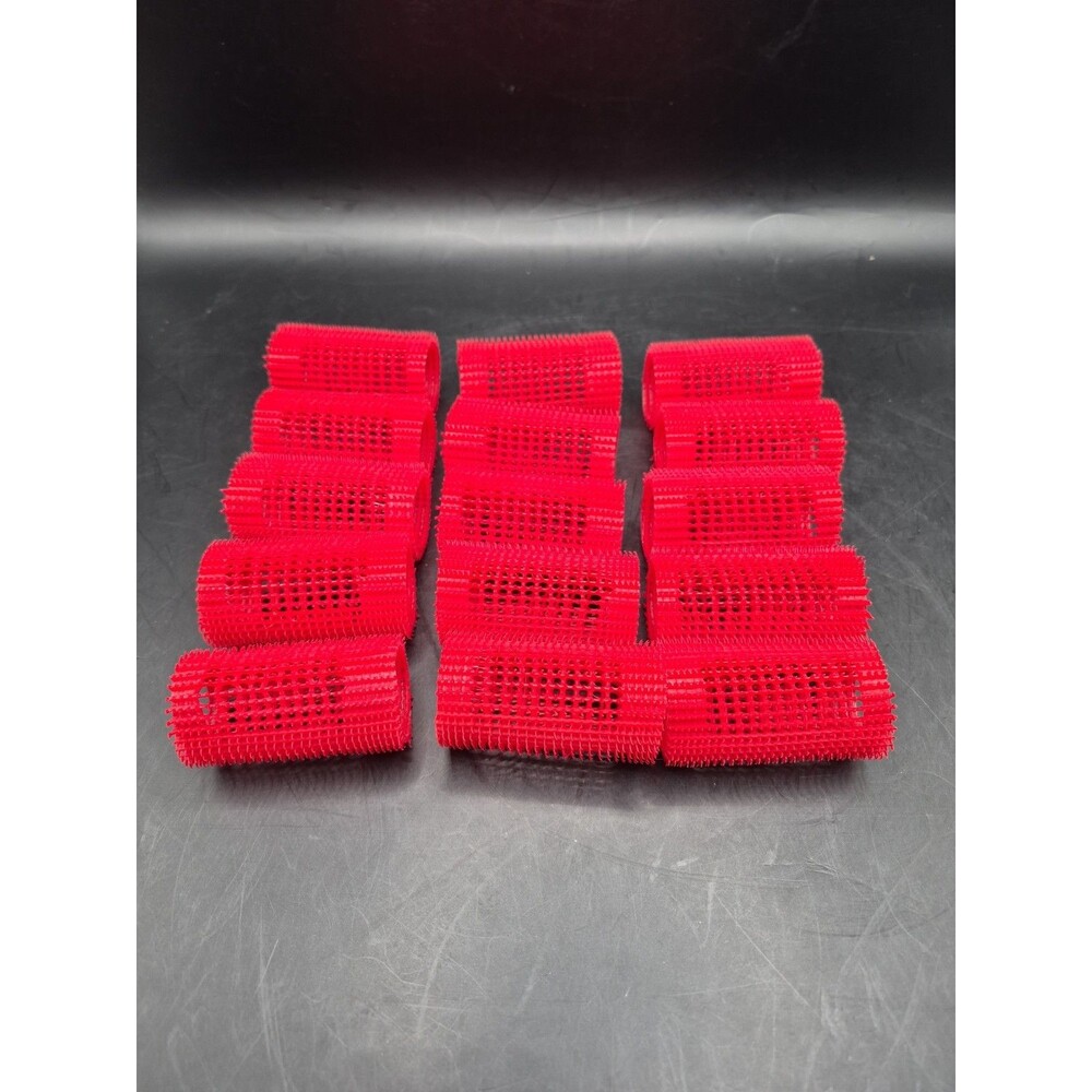 15 Jet Set Ez Grip Self Gripping Hair Rollers Curlers 2.5" x 1.5" Red